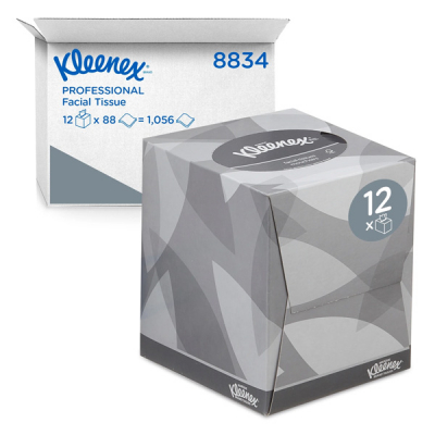 8834 KLEENEX 2PLY WHITE CUBE FACIAL TISSUE (12)