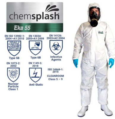2511 - EKA 55 WHITE COVERALL TYPE 5B/6B LRG c/s 25